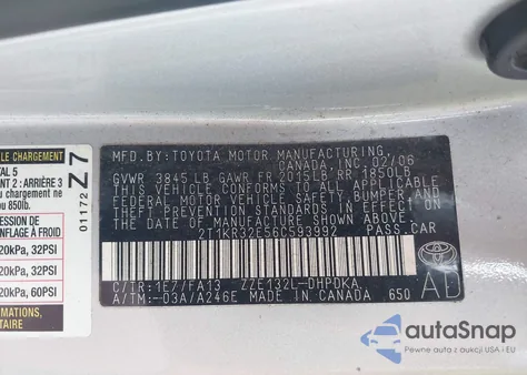 2006 Toyota Matrix from USA, damaged, VIN 2T1KR32E56C593992